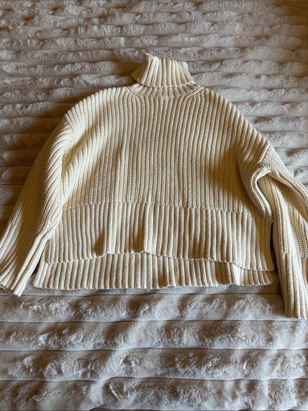 Madewell Cream Ribbed Turtleneck Sweater NWOT